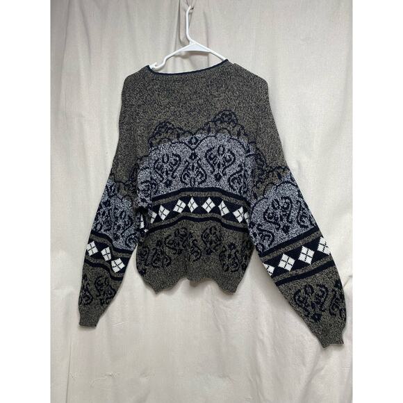 Vintage Grunge Grandpa core sweater Size Xl 1990s gray brown white - Picture 2 of 3